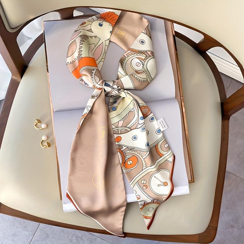 Bunny Print Satin Twilly Scarf Hair Ribbon Neckerc