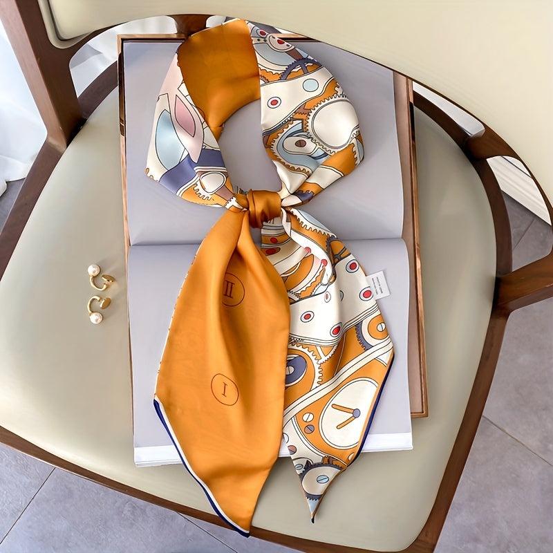 Bunny Print Satin Twilly Scarf Hair Ribbon Neckerc