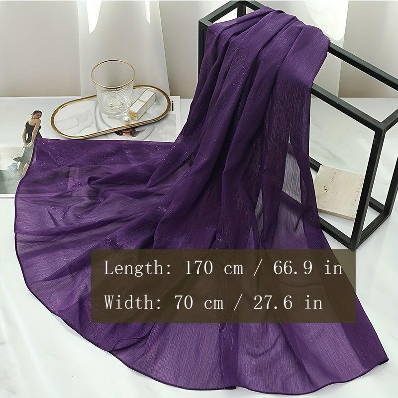 Glitter Chiffon Scarf Thin Breathable Pleated Shawl