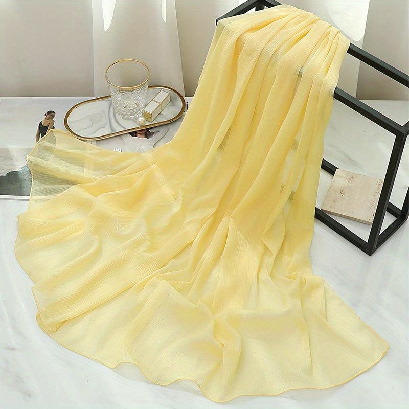 Glitter Chiffon Scarf Thin Breathable Pleated Shawl