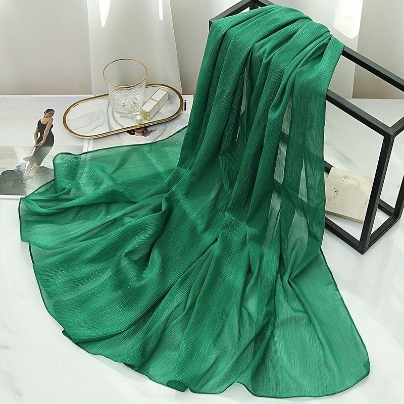 Glitter Chiffon Scarf Thin Breathable Pleated Shawl
