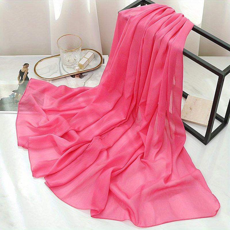 Glitter Chiffon Scarf Thin Breathable Pleated Shawl