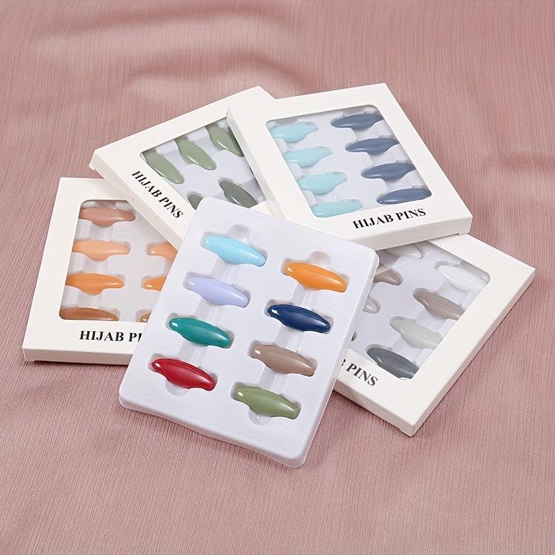 8pcs Candy Scarf Pin Plastic Safety Pins Set Brooch Shawl Clips Hijab