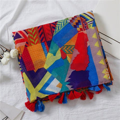 Ethnic Geometric Tassel Shawl Scarf Women's Retro Warm Scarf