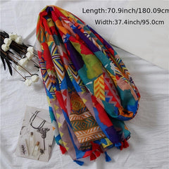 Ethnic Geometric Tassel Shawl Scarf Women's Retro Warm Scarf