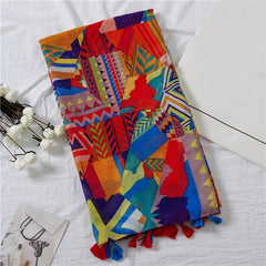 Ethnic Geometric Tassel Shawl Scarf Women's Retro Warm Scarf