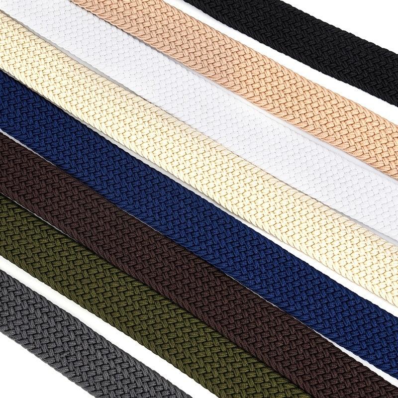 Men's Elastic Waistband Canvas Belt Braided Stretch Straps