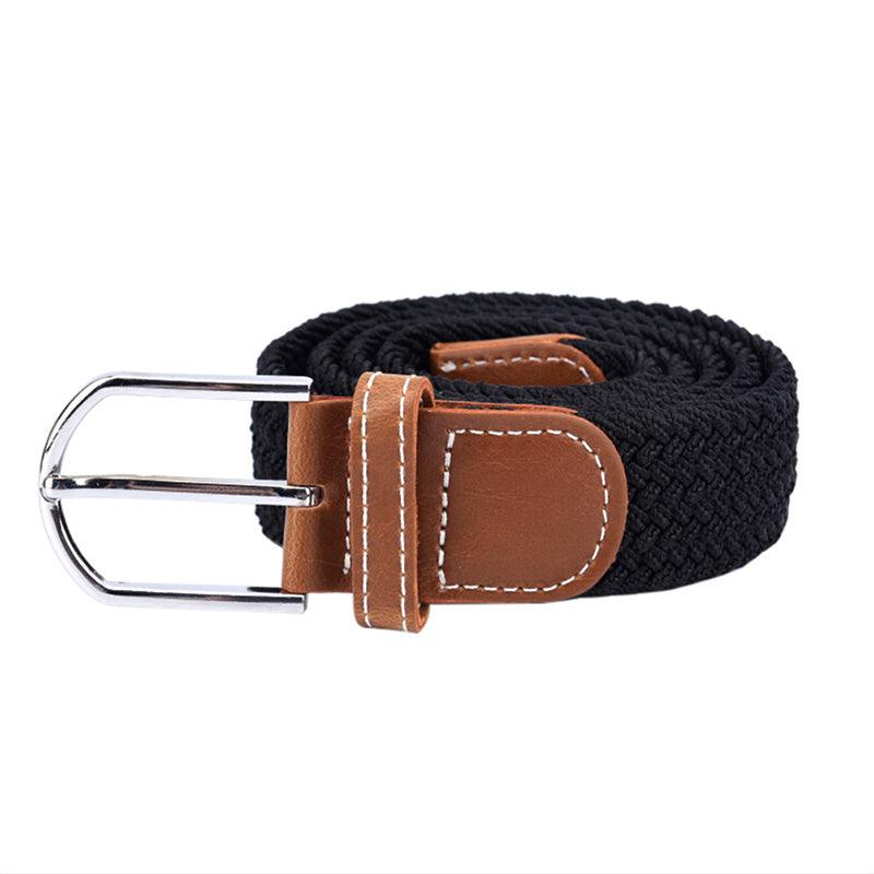 Men's Elastic Waistband Canvas Belt Braided Stretch Straps