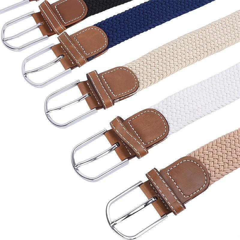 Men's Elastic Waistband Canvas Belt Braided Stretch Straps