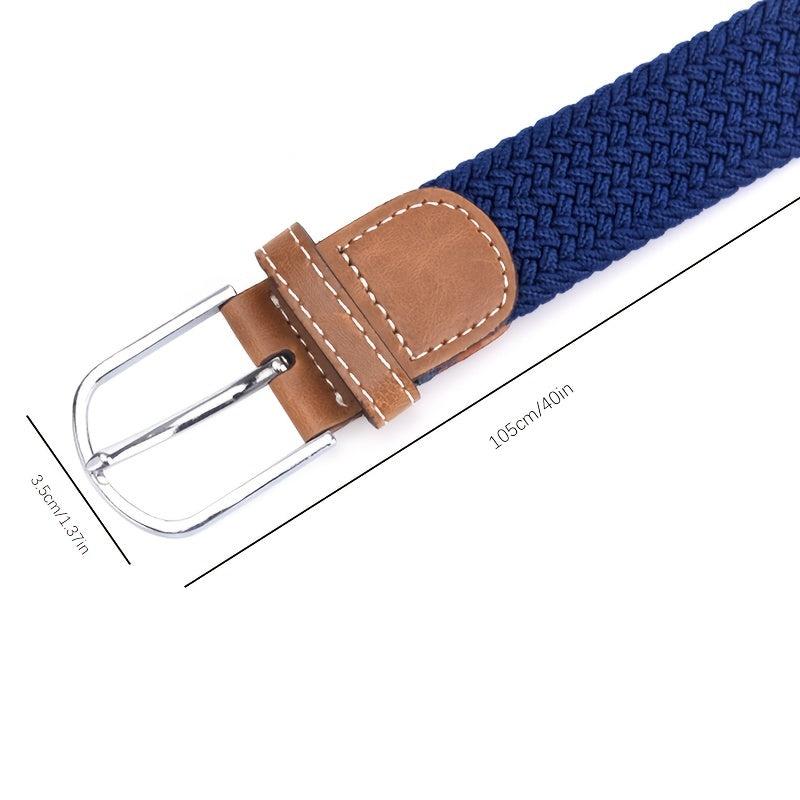 Men's Elastic Waistband Canvas Belt Braided Stretch Straps