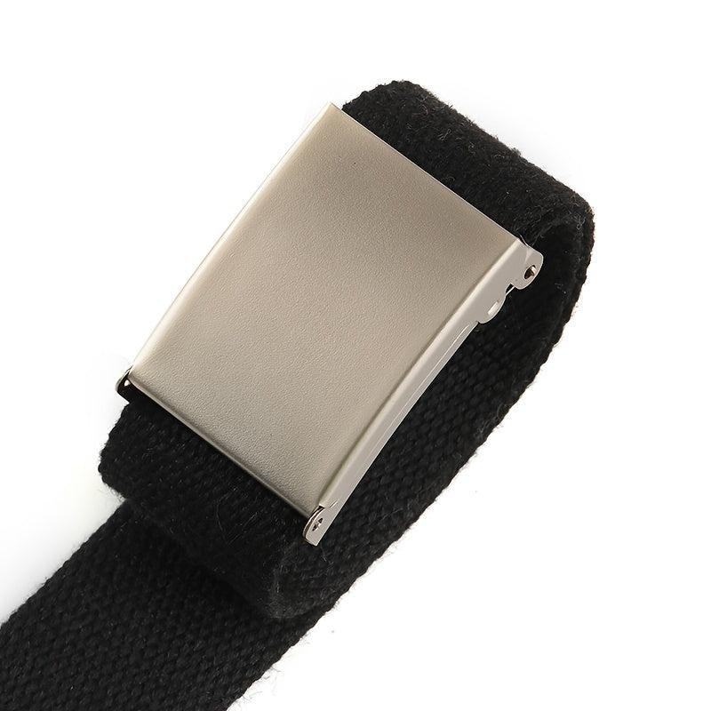 Canvas Leather Belt with Metal Buckle for Men