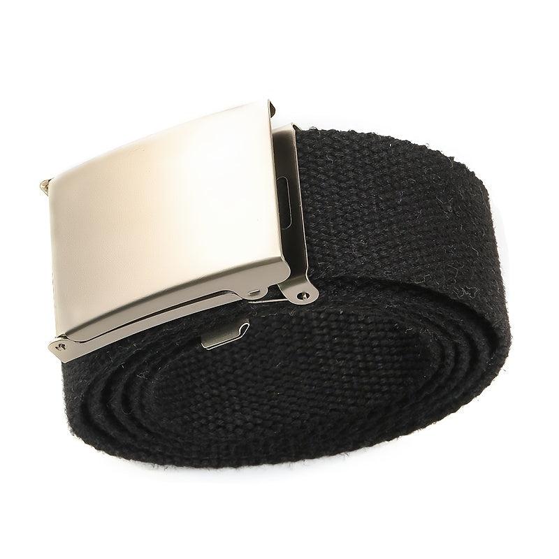 Canvas Leather Belt with Metal Buckle for Men