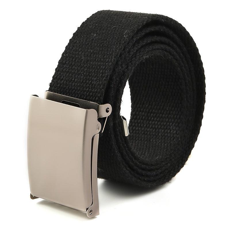 Canvas Leather Belt with Metal Buckle for Men