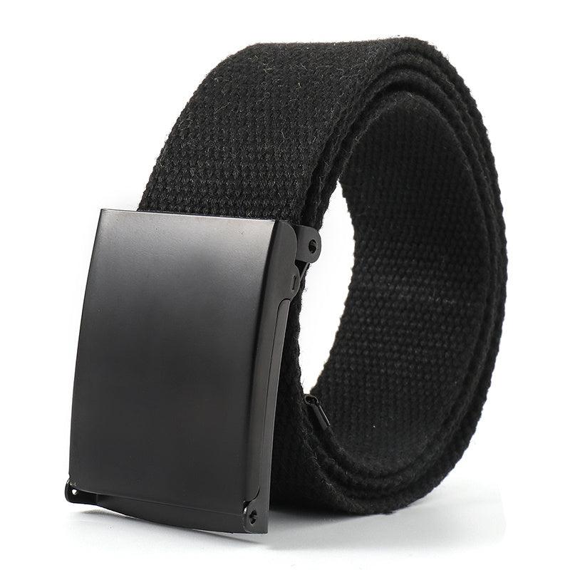 Canvas Leather Belt with Metal Buckle for Men