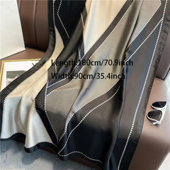 Satin Geometric Chain Print Grey Block Scarf