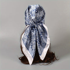 Boho Paisley Silk Square Scarf Head Wrap Bandana