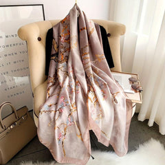 Vintage Branch Print Scarf Solid Shawl Spring & Summer Head Wrap Scarves