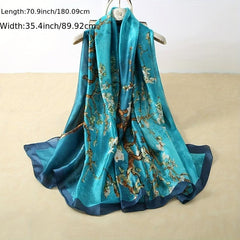 Vintage Branch Print Scarf Solid Shawl Spring & Summer Head Wrap Scarves