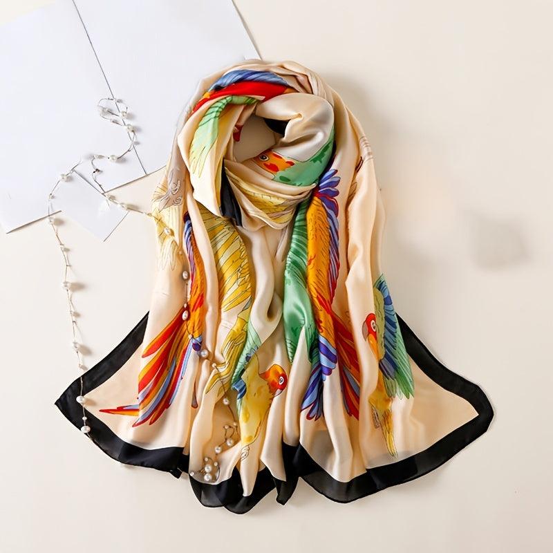 Satin Scarf Classic Colored Peacock Shawl Scarf Lightweight Sunscreen Shawls