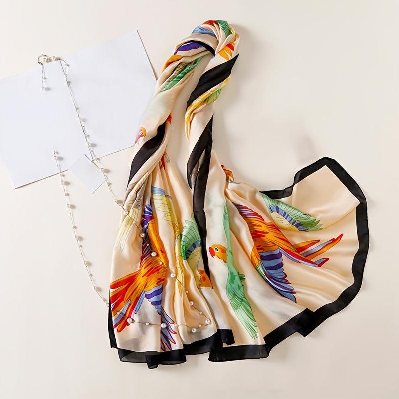 Satin Scarf Classic Colored Peacock Shawl Scarf Lightweight Sunscreen Shawls