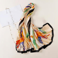Satin Scarf Classic Colored Peacock Shawl Scarf Lightweight Sunscreen Shawls