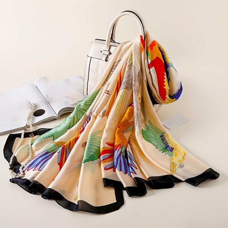 Satin Scarf Classic Colored Peacock Shawl Scarf Lightweight Sunscreen Shawls