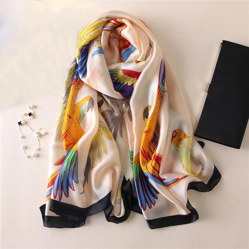Satin Scarf Classic Colored Peacock Shawl Scarf Lightweight Sunscreen Shawls