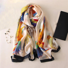 Satin Scarf Classic Colored Peacock Shawl Scarf Lightweight Sunscreen Shawls