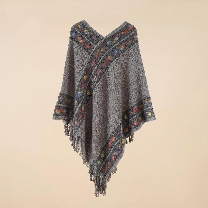 Bohemian Tassel Shawl Vintage Jacquard Warm Wrap Classic Cashmere