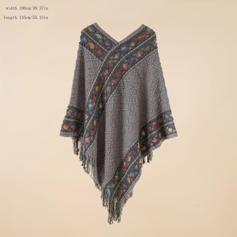 Bohemian Tassel Shawl Vintage Jacquard Warm Wrap Classic Cashmere