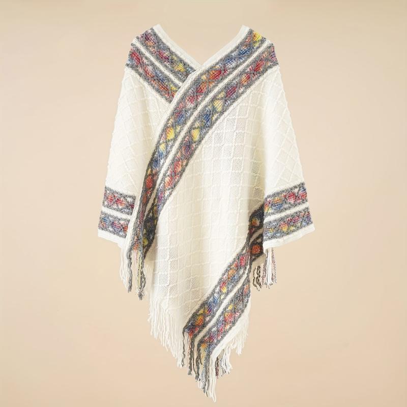 Bohemian Tassel Shawl Vintage Jacquard Warm Wrap Classic Cashmere