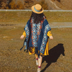 Bohemian Tassel Shawl Vintage Jacquard Warm Wrap Classic Cashmere