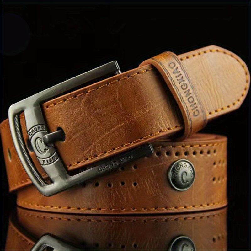 Vintage Needle Buckle Belt Jeans With Rivets Men's Belt