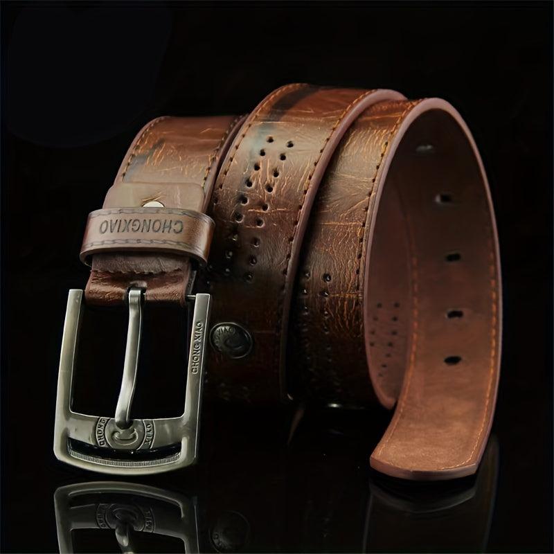 Vintage Needle Buckle Belt Jeans With Rivets Men's Belt