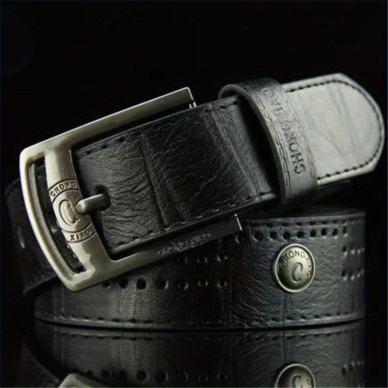 Vintage Needle Buckle Belt Jeans With Rivets Men's Belt
