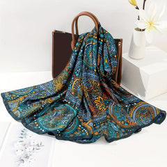 Paisley Print Satin Head Wrap Scarf Silk Large Shawl Hair Accessories