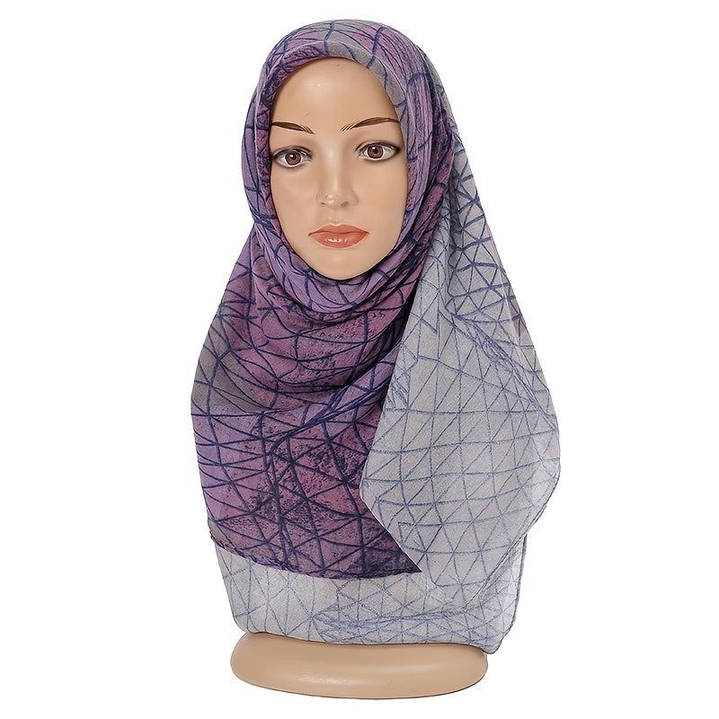 Geometric Line Print Lightweight Scarf for Vacation Sunscreen