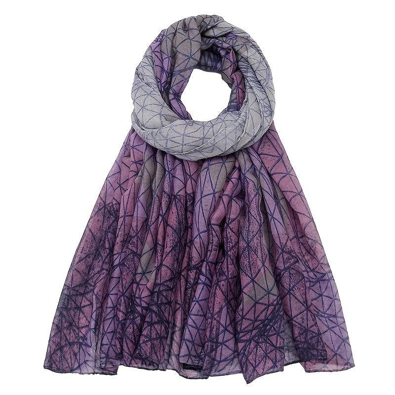 Geometric Line Print Lightweight Scarf for Vacation Sunscreen