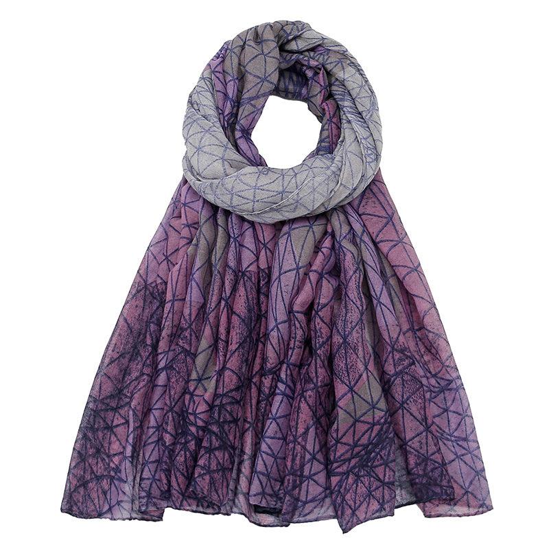 Geometric Line Print Lightweight Scarf for Vacation Sunscreen