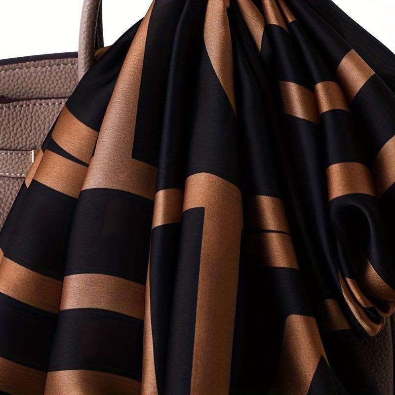Stripe Print Solid Scarf Classic Geometric Pattern Shawl