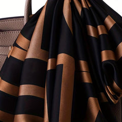 Stripe Print Solid Scarf Classic Geometric Pattern Shawl