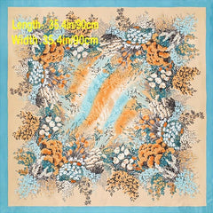 Classic Flower Print Shawl Silk Square Scarf for Women