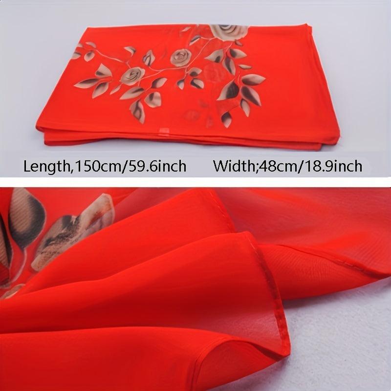Floral Print Chiffon Silk Scarf - Summer Beach Towel