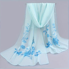 Floral Print Chiffon Silk Scarf - Summer Beach Towel