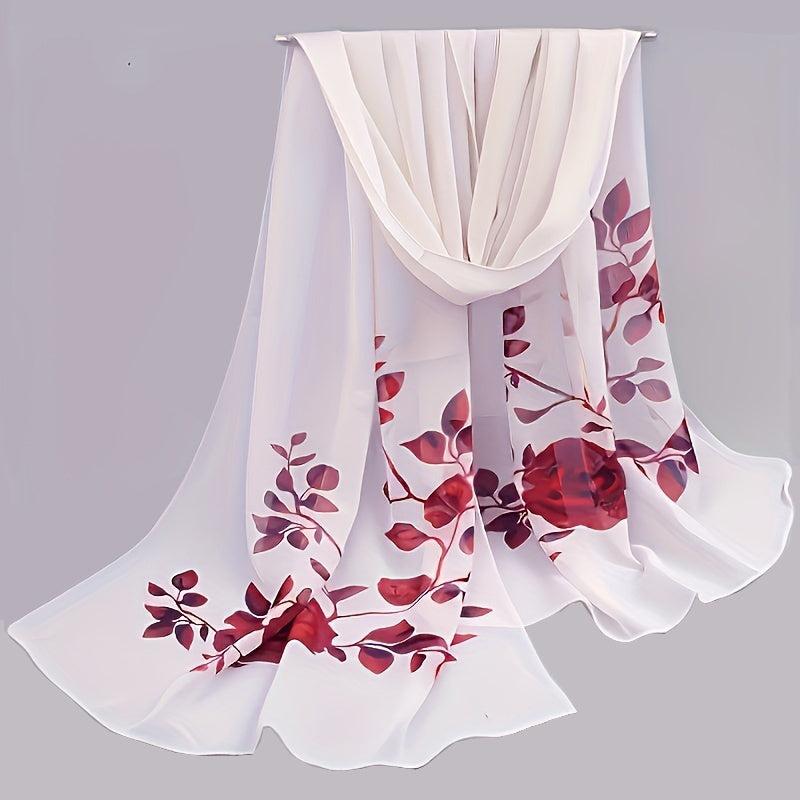 Floral Print Chiffon Silk Scarf - Summer Beach Towel