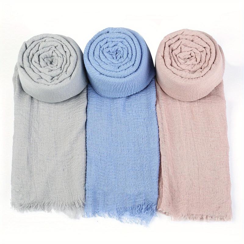 Candy Wrinkle Scarf Hijab Frayed Edge Casual Shawl Windproof Head Wrap