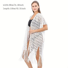 Striped Plus Size Shawl Cardigan Bikini Cover Up