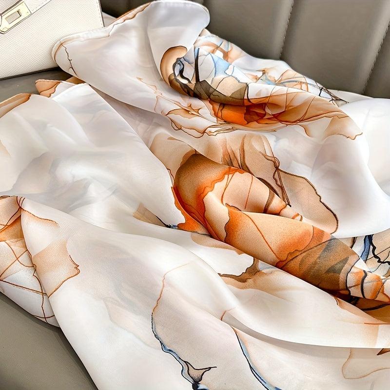 Vintage Tie Dye Print Scarf Classic Satin Warm Shawl Silk Scarves Sunscreen
