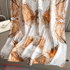 Vintage Tie Dye Print Scarf Classic Satin Warm Shawl Silk Scarves Sunscreen