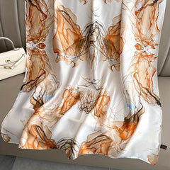 Vintage Tie Dye Print Scarf Classic Satin Warm Shawl Silk Scarves Sunscreen